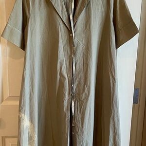 Ottod’Ame Long Cotton Shirt Dress w/Tie Belt